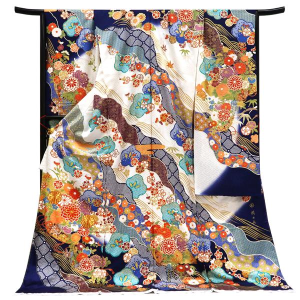 15%OFFクーポンあり 振袖 販売 白紺 仕立て付き 桂由美 関芳 新品 購入 古典柄 道長取り ...