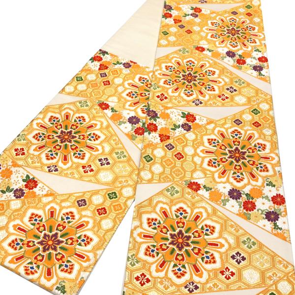 15%クーポンあり 岡文織物 振袖用 袋帯 白 仕立て付き 振袖帯 正絹 西陣織 礼装 フォーマル ...