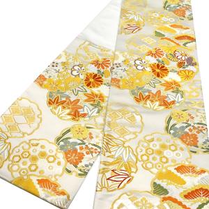 袋帯 訳あり 未仕立て 金色 ゴールド ピンク 唐花菱 二重襷 絹 京都