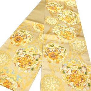 西陣織 河合美術織物 七宝 華文 金地六通柄袋帯 西陣河合美術織物 袋帯（七宝繋ぎ花菱文）