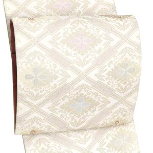 袋帯 正絹 極上の唐織 西陣織 新品 白地 オフホワイト 華文 横段 金 