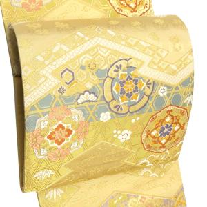 袋帯 金 服部織物 こはく錦 正絹 ゴールド 仕立て付き 引箔 道長
