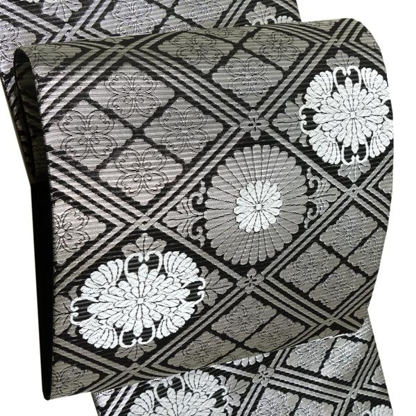 15%クーポンあり 佐々木染織 夏帯 絽袋帯 フォーマル 仕立て上がり 黒色 シルバー 礼装用 西陣...