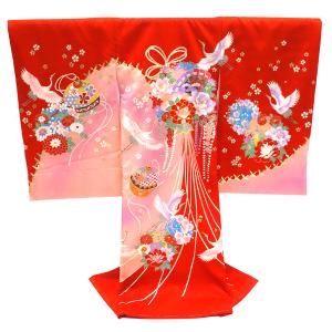 お宮参り着物 女の子 赤ちゃん 産着 正絹 手描き 金駒刺繍 お祝い着 初