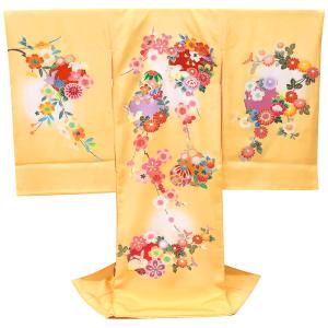 お宮参り 金駒刺繍入り 絞り 正絹 着物 長襦袢 セット 女児 女の子