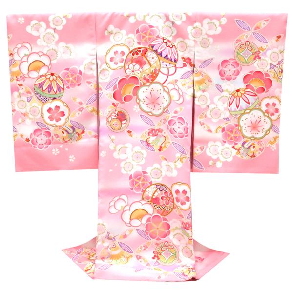 15%クーポンあり 産着 女の子 ピンク 販売 宮参り 着物 毬 梅 七宝 初着 のしめ 新品 購入...