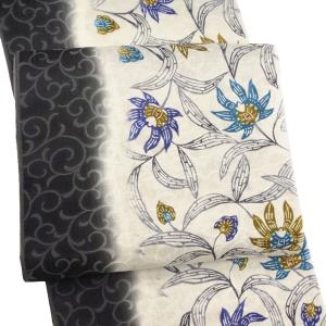 絹100% 結城紬 名古屋帯] 正絹 召しませ花 別誂え 九寸名古屋帯 刺繍帯