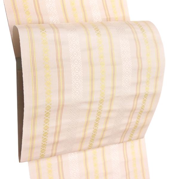 15%クーポンあり 博多帯 博多献上 名古屋帯 薄ピンク 正絹 仕立て付き 井上絹織 正絹 新品 販...