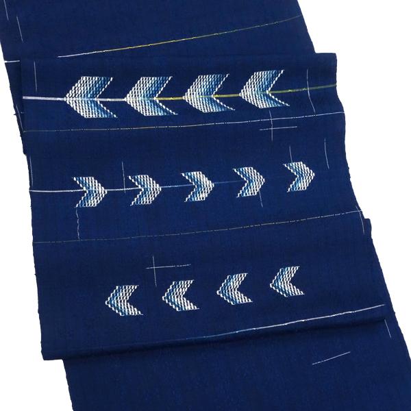 15%クーポンあり 工房真南風 花織名古屋帯 お仕立て付き 藍色 紺色 未仕立て 正絹 反物 新品 ...