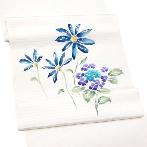 30%OFFセール 秀美 夏名古屋帯 仕立て付き 白色 マーガレット 絽名古屋帯 五泉 塩瀬 染帯 カジュアル 友禅 正絹 未仕立て 反物 新品 絹 non-129