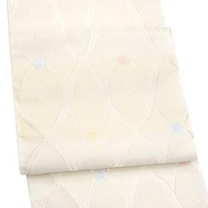 正絹 洒落袋帯 蜂巣織 超軽量全通（ライトグレー×チャコールグレー×灰