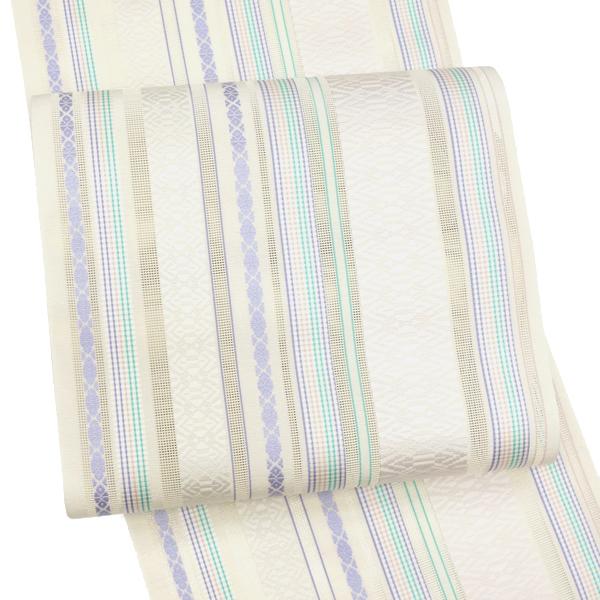 15%クーポンあり 井上絹織 夏博多帯 白 仕立て付き 博多織夏名古屋帯 カジュアル 夏帯 八寸名古...