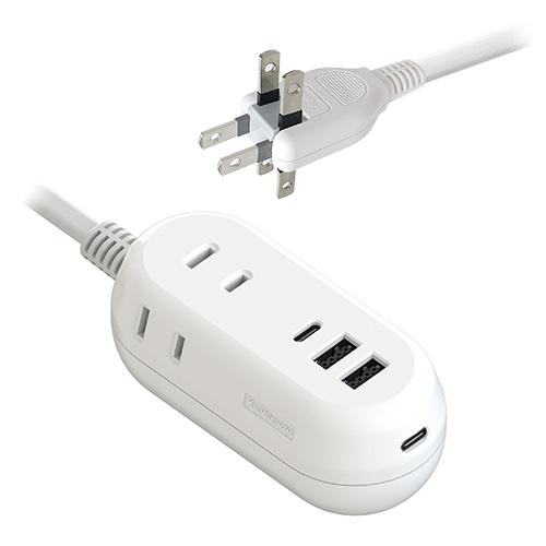 AC電源タップ(1.2mコード付き) USB-C 2ポート/USB-A 2ポート合計24W/ACコン...