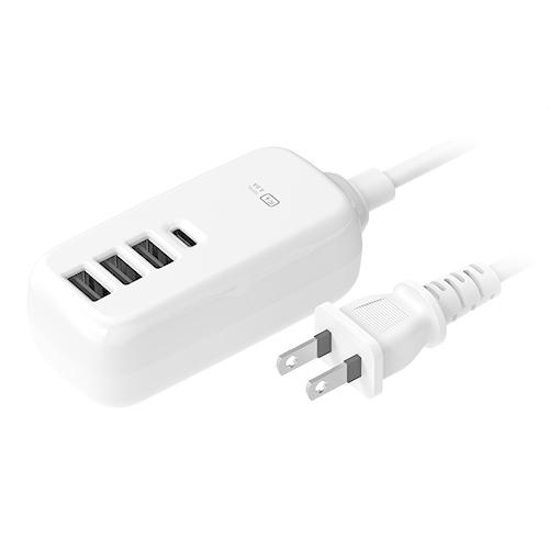 USB電源タップ(1.2mコード付き) USB-A 3ポート/USB-C 1ポート搭載合計4.8A(...