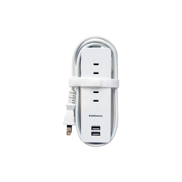 AC電源タップ(1.2mコード付き) USB-A 2ポート合計3A/ACコンセント4口合計1400W...