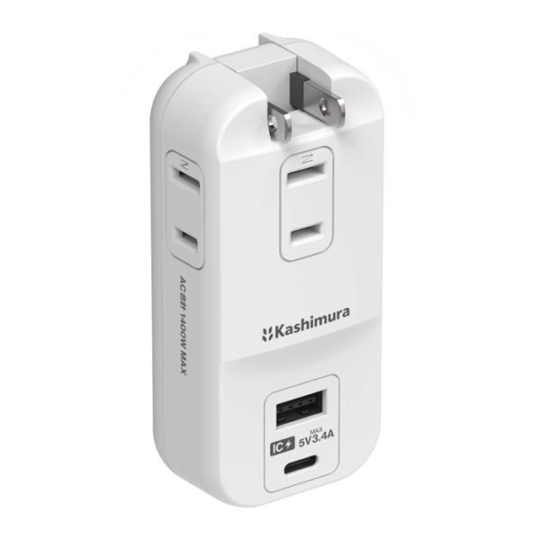 電源タップ Type-Cポート/リバーシブルUSB Type-Aポート 2ポート合計17W/ACコン...