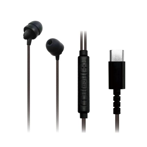 寝ながらイヤホン ボリューム＆スイッチ付ステレオイヤホンマイク （Type-C端子）(AE229)