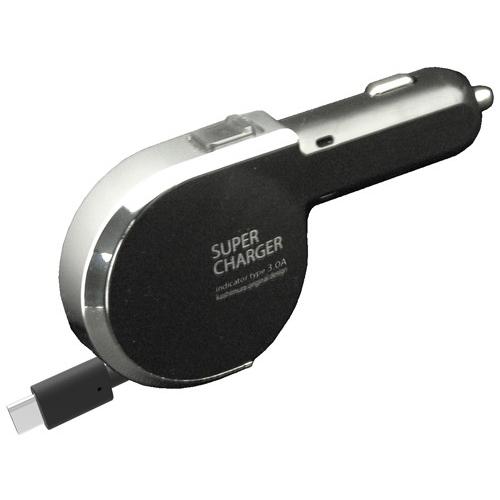 リール式DC充電器 3A インジケーター付【Type-C】(DC012)