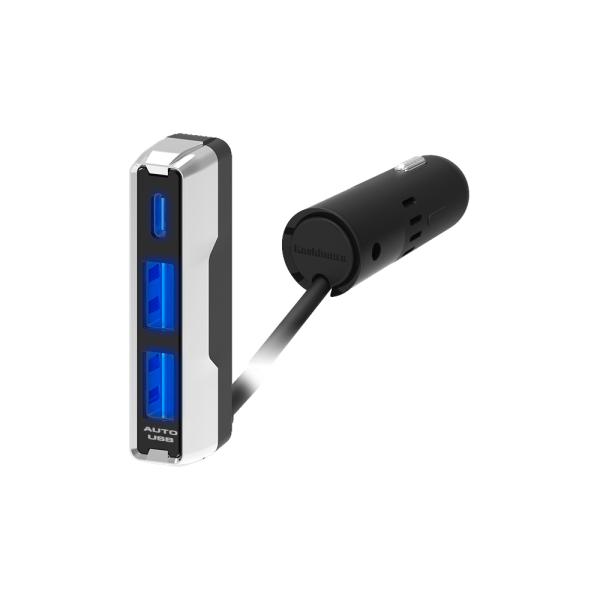 合計最大5.4A出力 リバーシブルUSB×3ポート DC充電器スリム【セパレートタイプ】(DC041...