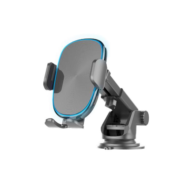 スマホを置いて自動でホールド。イルミネーションライト搭載 ワイヤレス充電機能付 自動開閉ホルダー 吸...