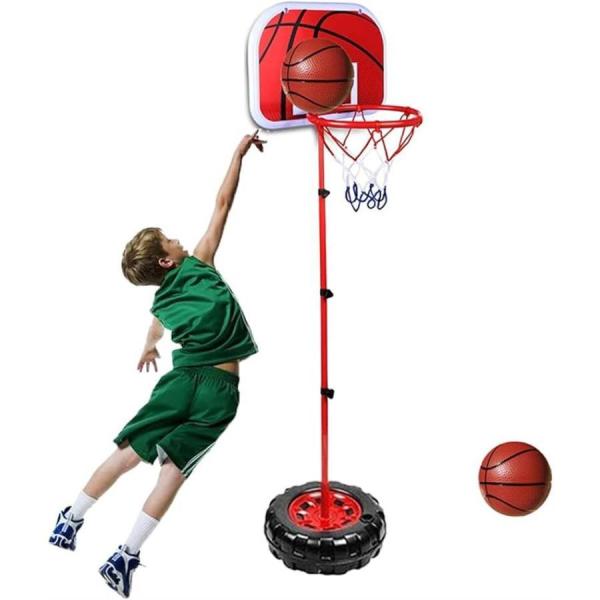 ミニ バスケットゴール バスケットボールセット子供用 バスボールスタンド 高さ調整能 二つボール付き...