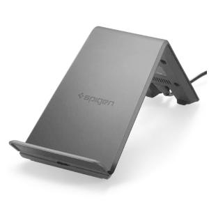 Spigen ワイヤレス充電器 Qi対応 F303W Essential Wireless Fast Charger 000CH21378 スタンドタイプ