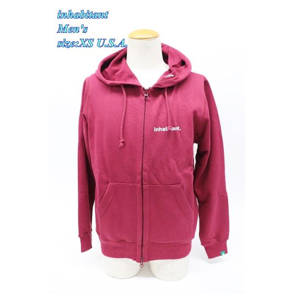 inhabitant インハビタント メンズ 長袖パーカー ZIP PARKA XS ボルドー IH...