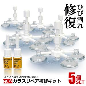 5セット New フロントガラス リペアキット 補修キット 4点固定 ポジショニングツール 破損 Newrep ヒビ 飛び石 注文後の変更キャンセル返品 キズ