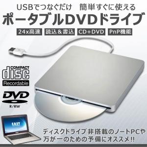 USB2.0 ポータブルドライブ スロットイン 外付け 光学ドライブ DVD RW CD 高速24X 読み 書き シンプル ET-RINGODRIVE
