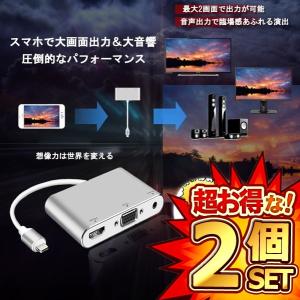 2個セット 2画面出力 HDMI/VGA 変換 アダプタ HDMI iPhone iPad ipod...