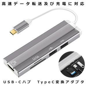 USB C ハブ USB Type C 変換 アダプタ HDMI  高速データ 転送 アルミニウム合金製 高解像度 4K USB3.0, USB2.0 SD MicroSD DOCK6IN1｜kasimaw