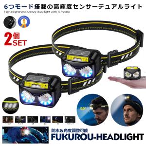 2個セット フクロウ LED ヘッドライト 6つモード センサー機能 デュアルライト 高輝度 USB充電式 白色 暖色 ランプ 残量表示 角度調整可 防水 FUKUROUH｜kasimaw