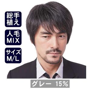 直送商品 中年 医療用 Libre Homme 15 グレー ベーシックスタイル 人毛ミックス 総手植え 中高年 フルウィッグ 自然 白髪 メンズ ウィッグ 70代にも 60代 かつら ウイッグ 耐熱ファイバー70 人毛30 レディースアクセサリー Ortopediadeexcelencia Com
