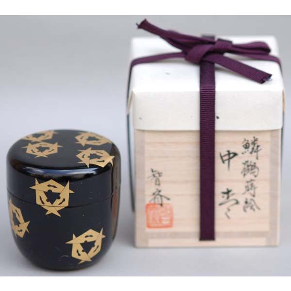 茶道具　中棗　鱗鶴蒔絵