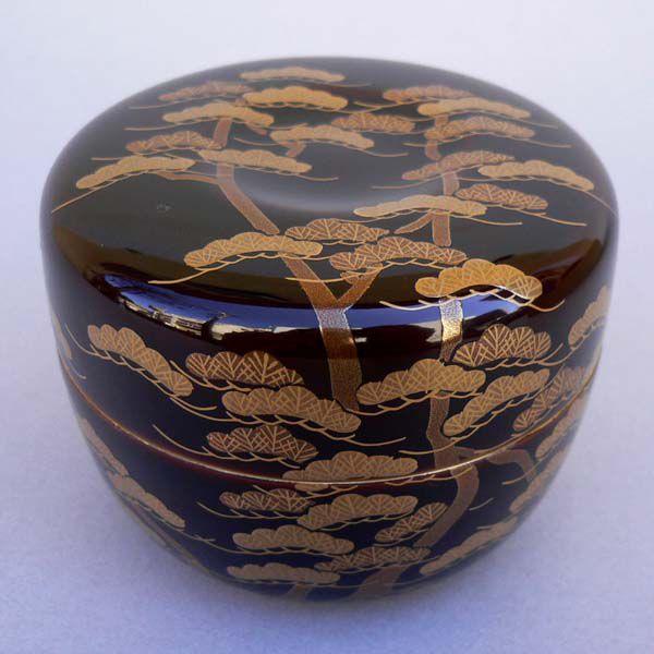 茶道具　翠松蒔絵竹平棗（而妙斎好写）