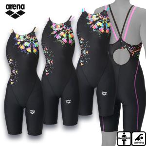 アリーナ レディース レーシングワンピーススパッツ（オープンバック・ハーフレッグ）女性用 競泳水着 AS6SRC82L