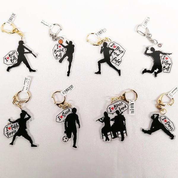 Minami スポーツシルエット キーホルダー 野球 サッカー 陸上 バレー バスケ 卓球 ブラスバ...