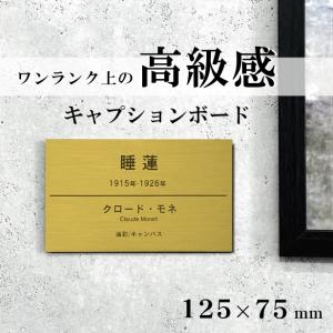 (刻印無料)キャプションボード 125×75(大きめ)5行用 真鍮風 ゴールド 額縁プレート 題名 美術館 個展 展示会 ギャラリー シール式 金 メール便送料無料｜表札 サインプレート かたちラボ