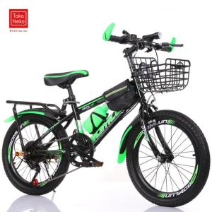子供用自転車調節可能なシート 18/20/22/24 インチ男の子女の子子供用自転車スポーツベルトバスケットスタンドハンドブレーキバスケットフェンダー調整可能な速