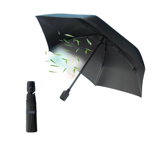 扇風機付きミスト 日傘 3折り畳み傘 アウトドア 日傘 15個の通気孔 傘 扇風機付き 香り機能付き...