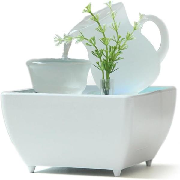 ミニ噴水インテリア、屋内デスクトップ噴水、デスクトップ噴水USB LED屋内噴水照明滝デスクトップ噴...