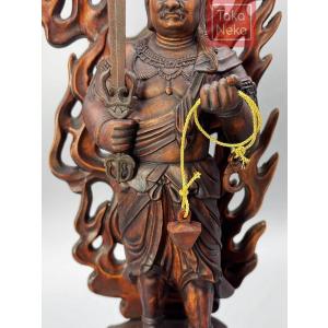 仏像 不動明王 立像 復古 木彫り 仏像火焔光...の詳細画像5