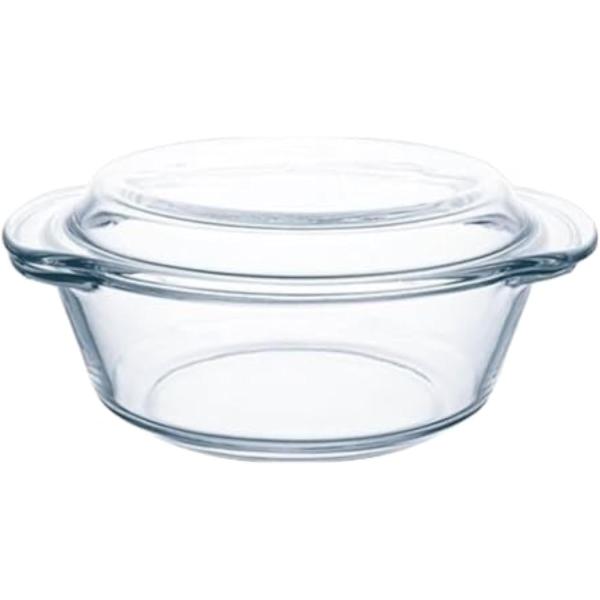 透明なガラスのキャセロール ガラス耐熱皿 防水ガラス蒸し鍋 蒸し鍋 ふた付き家庭用鍋 スープ加熱容器...