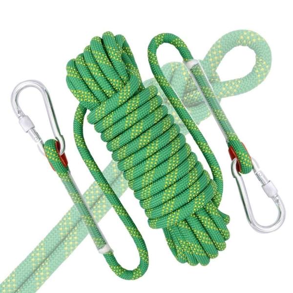 空中作業用スタティックロープ 10mm-14mmナイロンクライミングロープ、安全ロープ、ダブルカラビ...