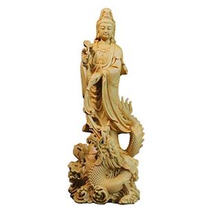 観音菩薩立像 20cm 天然木製(柘植ツゲ) 観音像 木彫仏像 : HAMMARS