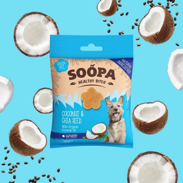 SOOPA ヘルシーバイツ ココナッツ アンド チアシード 50g | 100％プラントベースの犬用...