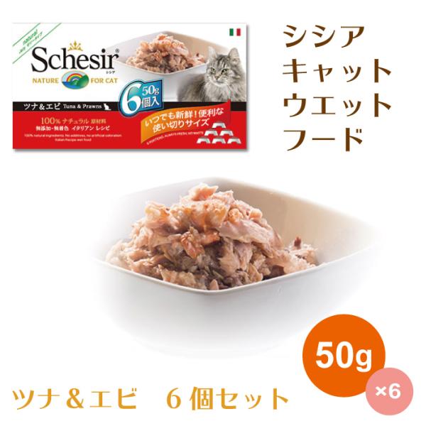 キャットフード　シシア　猫用缶詰　ツナ＆エビ 　50g×6個パック　送料無料
