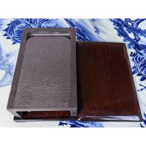 DL-06】楕円紫端蘭亭硯 22.0x15.2xH8.0cm 天地蓋 : 華東貿易 中国製