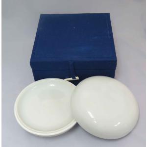 特製厚底白瓷印缸ー中国景徳鎮製　13.2×Ｈ6.2×底高2.8cm