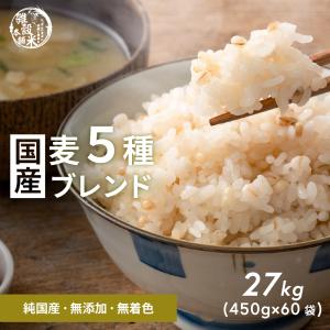 雑穀 雑穀米 国産 麦５種ブレンド 27kg(450g×60袋) [丸麦/押麦/はだか麦/もち麦/はと麦] 無添加 無着色 業務用サイズ 送料無料 雑穀米本舗｜katochanhonpo